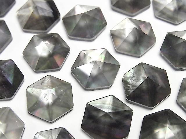 [Video] Black Shell x Crystal AAA Hexagon Sugarloaf Cut 15.5x14mm 1pc