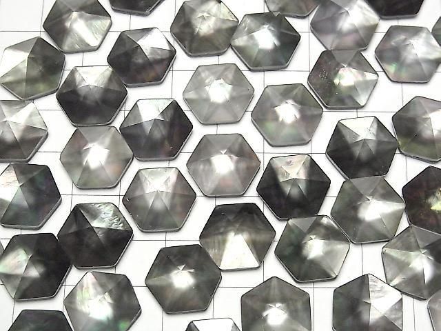 [Video] Black Shell x Crystal AAA Hexagon Sugarloaf Cut 15.5x14mm 1pc