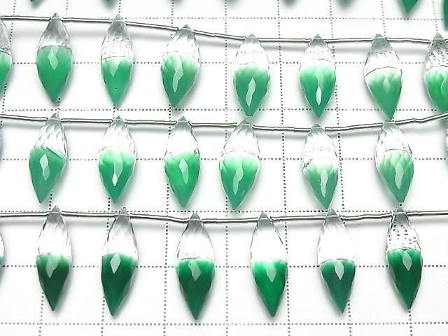 [Video] High Quality Crystal and Green Onyx AAA Marquise Rice Faceted Briolette 1strand beads (8 pcs)