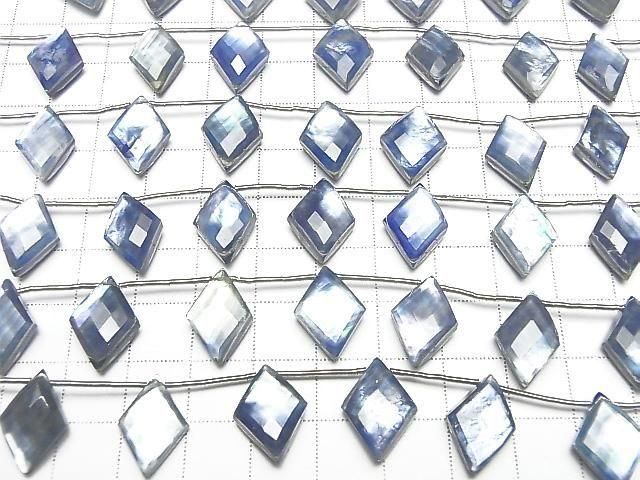 [Video] Lapislazuli x White Shell x Crystal AAA- Diamond Shape 1strand beads (6 pcs)