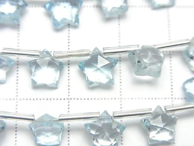 [Video] High Quality Sky Blue Topaz AAA- Faceted Star 7.5x7.5mm Half Strand (8pcs)