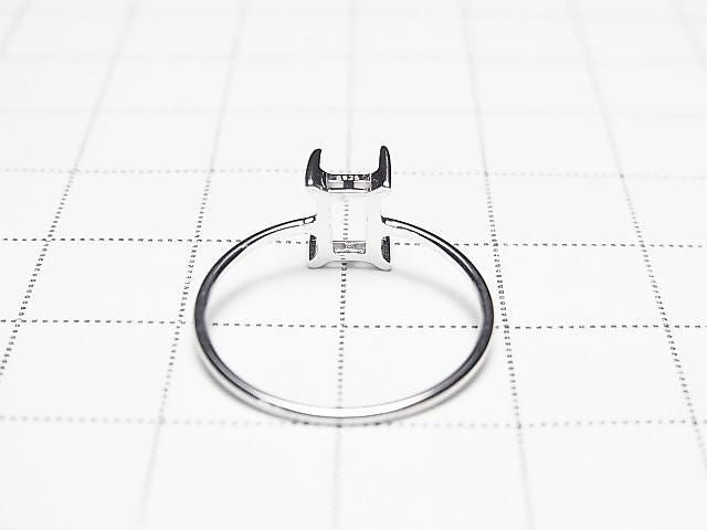 [Video] Silver925 Ring Frame (Prong Setting) Rectangle Faceted 6x4mm Rhodium Plated 1pc