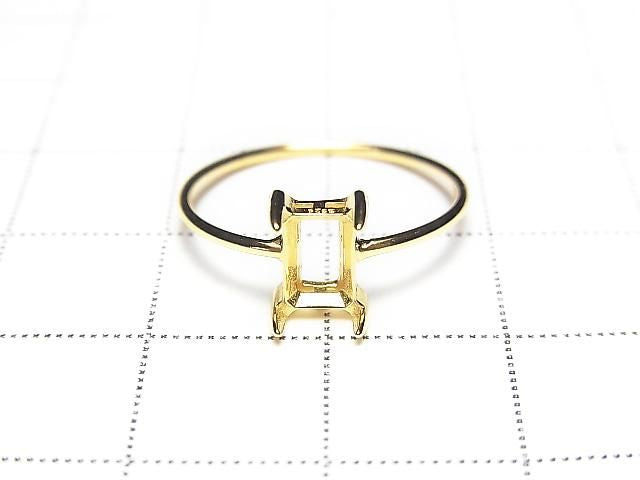 [Video] Silver925 Ring Frame (Prong Setting) Rectangle Faceted 6x4mm 18KGP 1pc