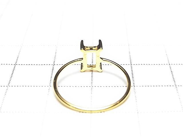 [Video] Silver925 Ring Frame (Prong Setting) Rectangle Faceted 6x4mm 18KGP 1pc