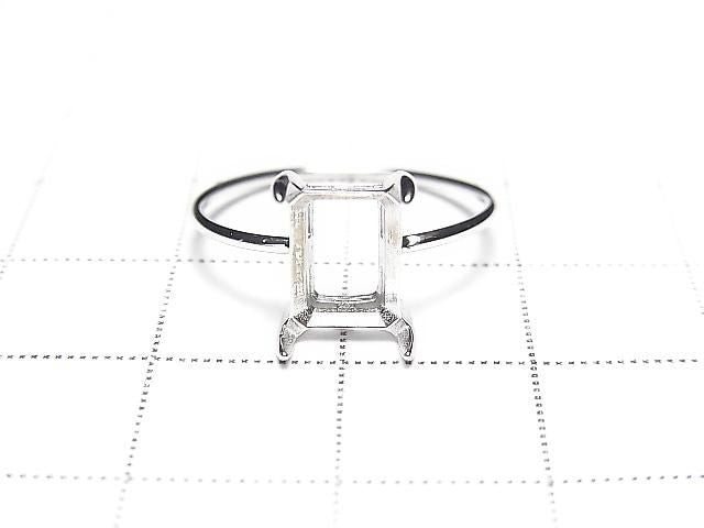 [Video] Silver925 Ring Frame (Prong Setting) Rectangle Faceted 8x6mm Rhodium Plated 1pc