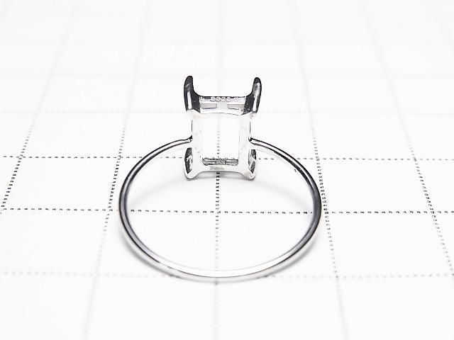 [Video] Silver925 Ring Frame (Prong Setting) Rectangle Faceted 8x6mm Rhodium Plated 1pc