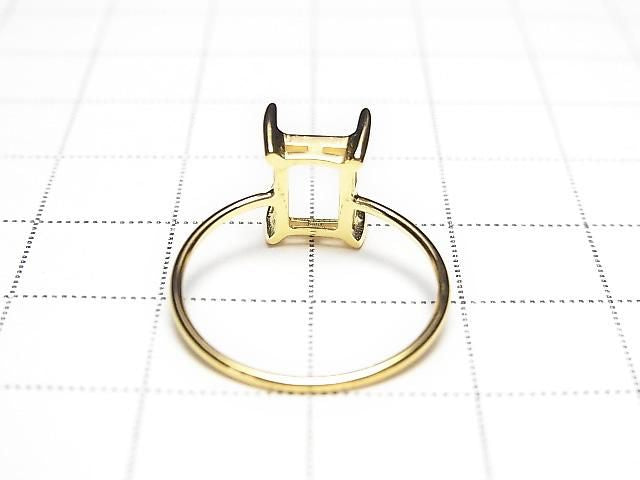 [Video] Silver925 Ring Frame (Prong Setting) Rectangle Faceted 8x6mm 18KGP 1pc