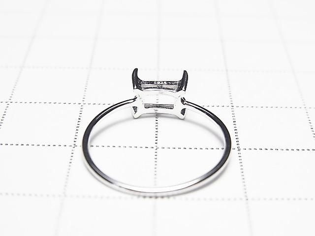 [Video] Silver925 Ring Frame (Prong Setting) Horizontal Rectangle Faceted 6x4mm Rhodium Plated 1pc