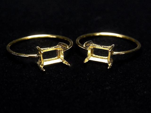[Video] Silver925 Ring Frame (Prong Setting) Horizontal Rectangle Faceted 6x4mm 18KGP 1pc