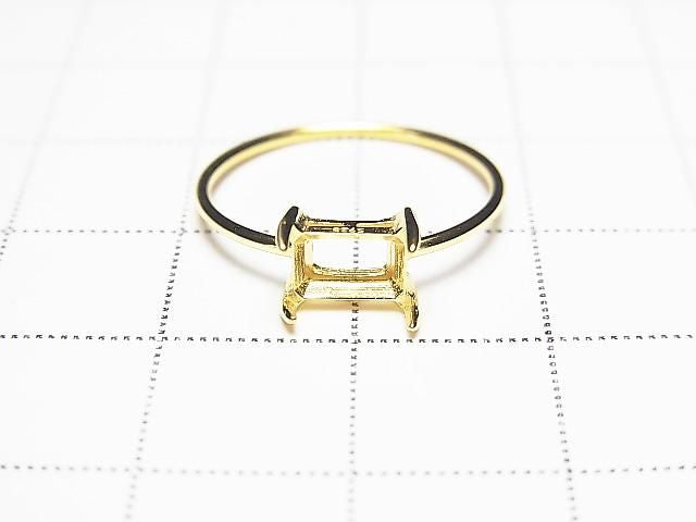 [Video] Silver925 Ring Frame (Prong Setting) Horizontal Rectangle Faceted 6x4mm 18KGP 1pc