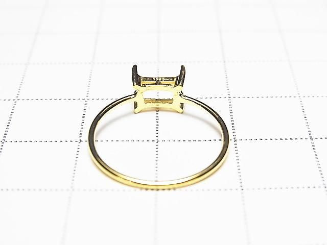 [Video] Silver925 Ring Frame (Prong Setting) Horizontal Rectangle Faceted 6x4mm 18KGP 1pc