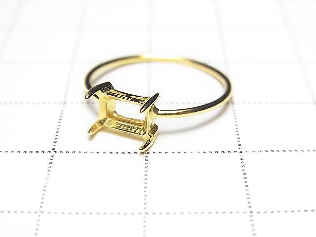 [Video] Silver925 Ring Frame (Prong Setting) Horizontal Rectangle Faceted 6x4mm 18KGP 1pc
