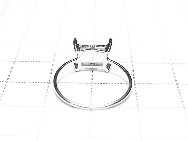 [Video] Silver925 Ring Frame (Prong Setting) Horizontal Rectangle Faceted 8x6mm Rhodium Plated 1pc