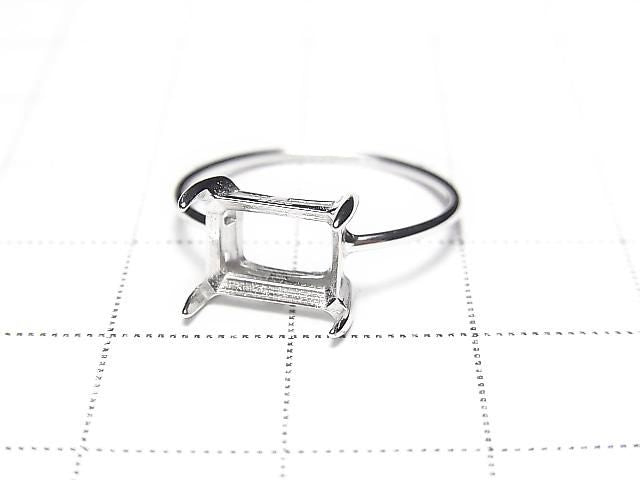[Video] Silver925 Ring Frame (Prong Setting) Horizontal Rectangle Faceted 8x6mm Rhodium Plated 1pc