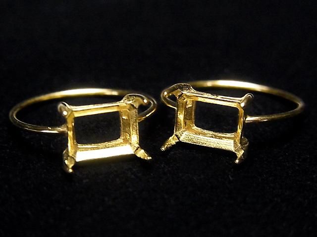 [Video] Silver925 Ring Frame (Prong Setting) Horizontal Rectangle Faceted 8x6mm 18KGP 1pc
