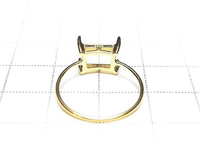 [Video] Silver925 Ring Frame (Prong Setting) Horizontal Rectangle Faceted 8x6mm 18KGP 1pc
