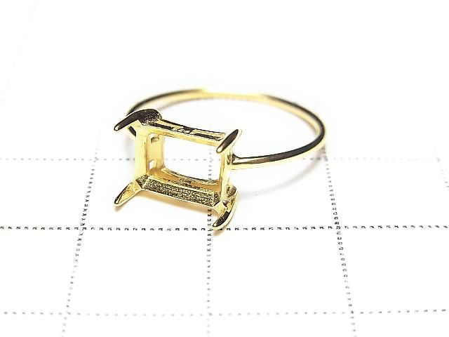 [Video] Silver925 Ring Frame (Prong Setting) Horizontal Rectangle Faceted 8x6mm 18KGP 1pc