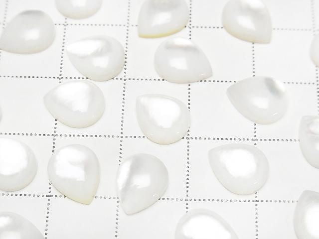 [Video] High Quality White Shell (Silver-Lip Oyster) AAA Pear Shape Cabochon 10x8mm 4pcs
