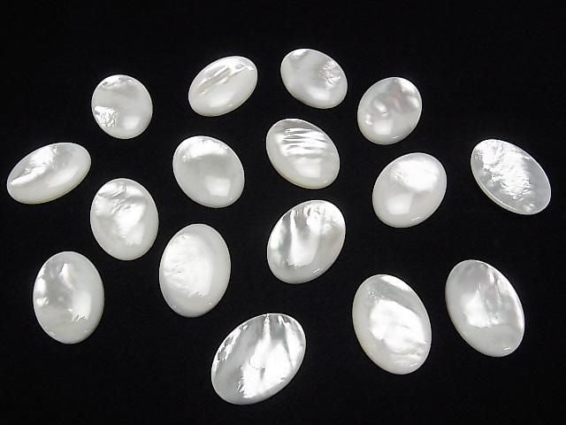 高品質白色貝殼（銀唇牡蠣）AAA 橢圓形素面寶石 25x18mm 1顆