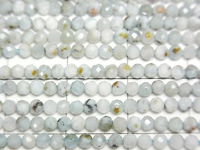 [Video]High Quality! Larimar Pectolite A++ Faceted Round 2mm 1strand beads (aprx.15inch/38cm)