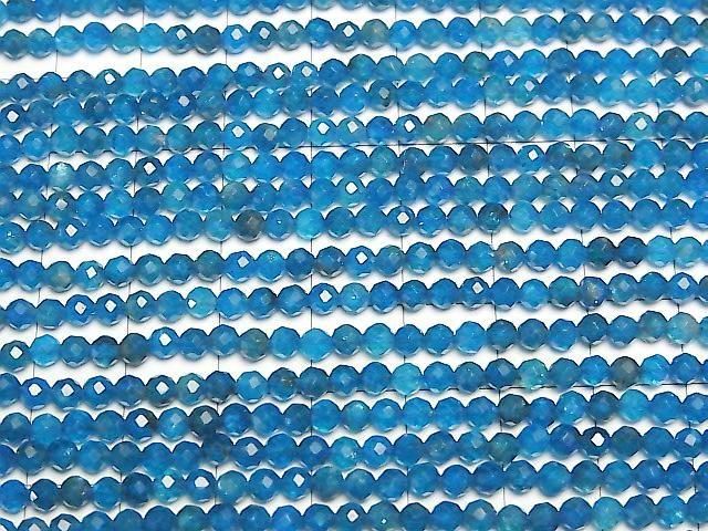 [Video] High Quality! Neon Blue Apatite AAA- Faceted Round 3mm 1strand beads (approx. 15 inches/37 cm)