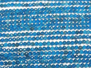 [Video] High Quality! Neon Blue Apatite AAA- Faceted Round 3mm 1strand beads (approx. 15 inches/37 cm)