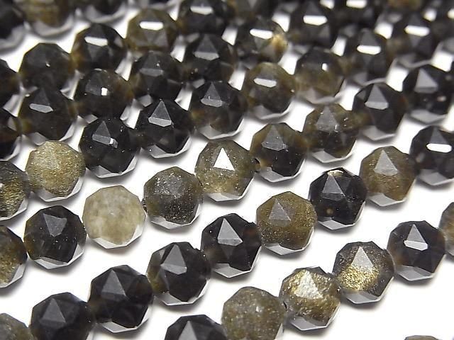 [Video] Golden Obsidian Star Faceted Round 6mm 1strand beads (approx. 15 inches/36 cm)