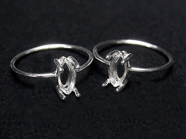 [Video] Silver925 Ring Frame (Prong Setting) Marquise Faceted 6x4mm Rhodium Plated 1pc