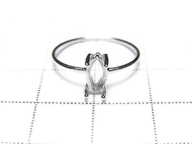 [Video] Silver925 Ring Frame (Prong Setting) Marquise Faceted 6x4mm Rhodium Plated 1pc