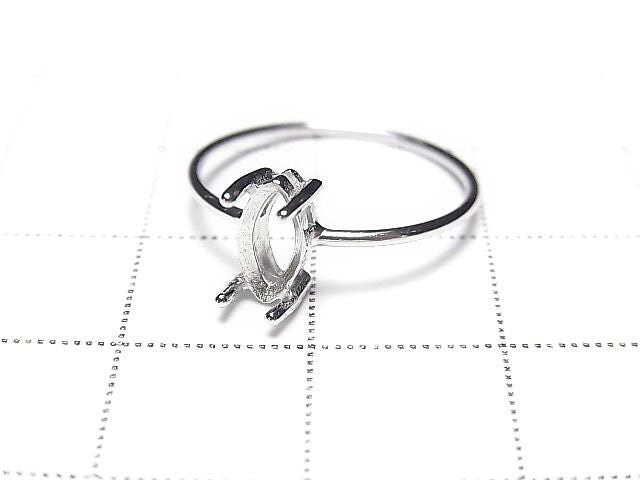 [Video] Silver925 Ring Frame (Prong Setting) Marquise Faceted 6x4mm Rhodium Plated 1pc