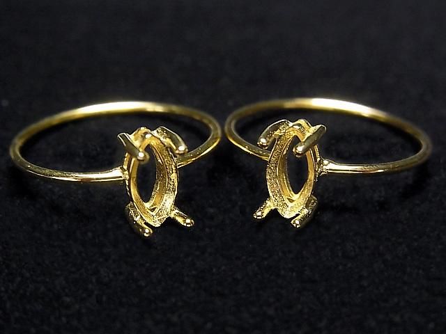 [Video] Silver925 Ring Frame (Prong Setting) Marquise Faceted 6x4mm 18KGP 1pc