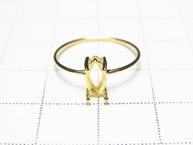 [Video] Silver925 Ring Frame (Prong Setting) Marquise Faceted 6x4mm 18KGP 1pc