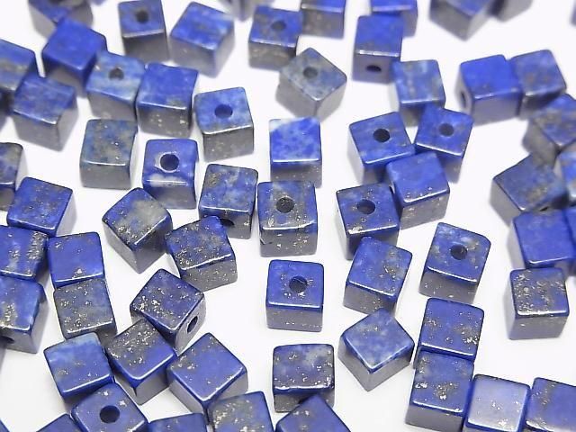 [Video] Lapislazuli AA+ Cube 4x4x4mm [Half Drilled Hole] 4pcs