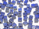 [Video] Lapislazuli AA+ Cube 4x4x4mm [Half Drilled Hole] 4pcs