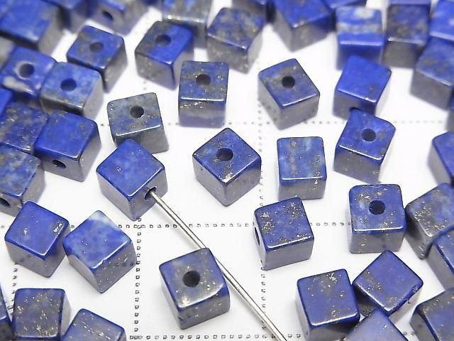 [Video] Lapislazuli AA+ Cube 4x4x4mm [Half Drilled Hole] 4pcs