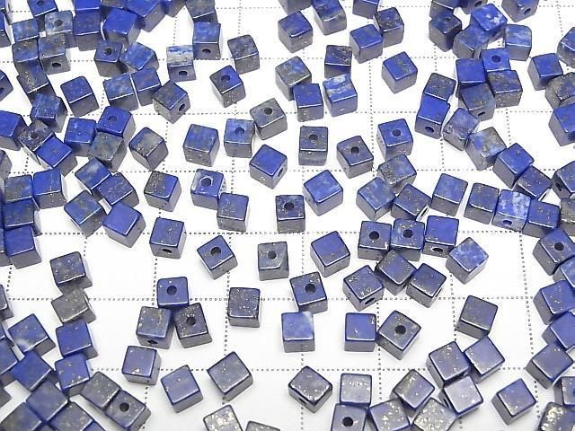 [Video] Lapislazuli AA+ Cube 4x4x4mm [Half Drilled Hole] 4pcs