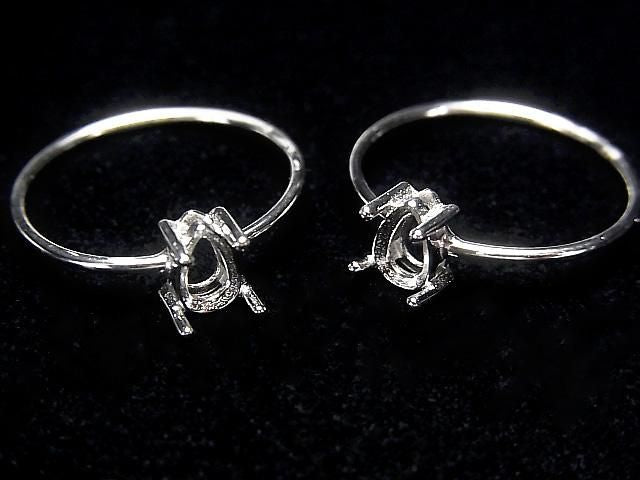 [Video] Silver925 Ring Frame (Prong Setting) Pear Shape Faceted 6x4mm Rhodium Plated 1pc