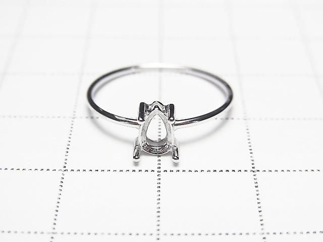 [Video] Silver925 Ring Frame (Prong Setting) Pear Shape Faceted 6x4mm Rhodium Plated 1pc