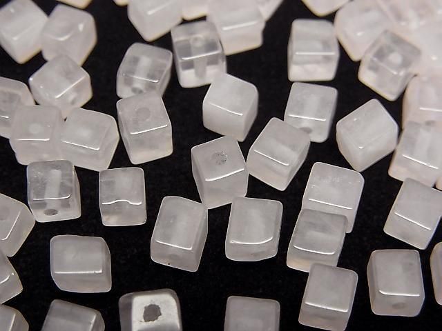 [Video] Rose Quartz AA Cube 4x4x4mm [Half Drilled Hole] 4pcs