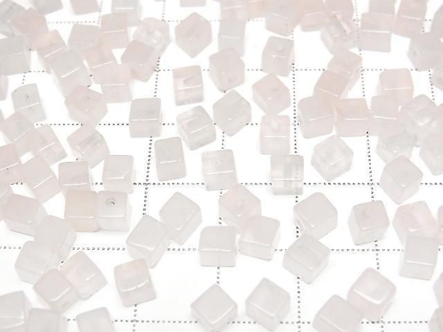 [Video] Rose Quartz AA Cube 4x4x4mm [Half Drilled Hole] 4pcs