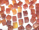 [Video] Red Agate Cube 4x4x4mm [Half Drilled Hole] 4pcs