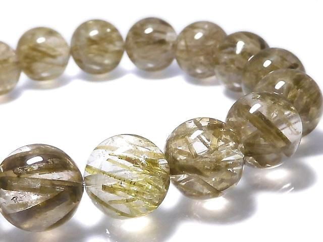 [Video][One of a kind] Green Tourmaline Quartz Round 12mm Bracelet NO.103