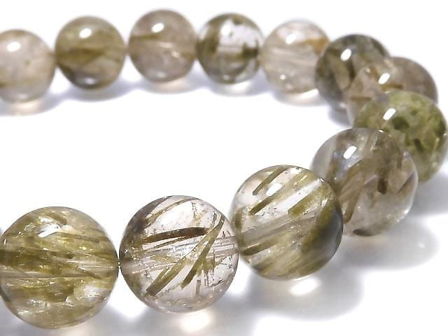 [Video][One of a kind] Green Tourmaline Quartz Round 11.5mm Bracelet NO.104