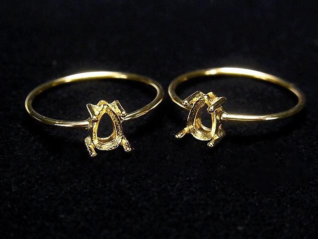 [Video] Silver925 Ring Frame (Prong Setting) Pear Shape Faceted 6x4mm 18KGP 1pc