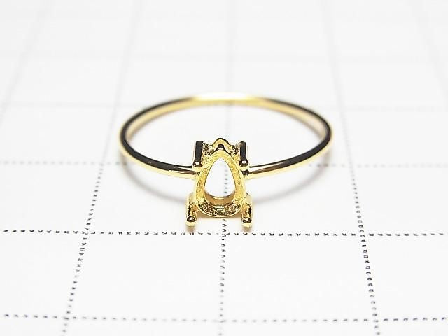 [Video] Silver925 Ring Frame (Prong Setting) Pear Shape Faceted 6x4mm 18KGP 1pc