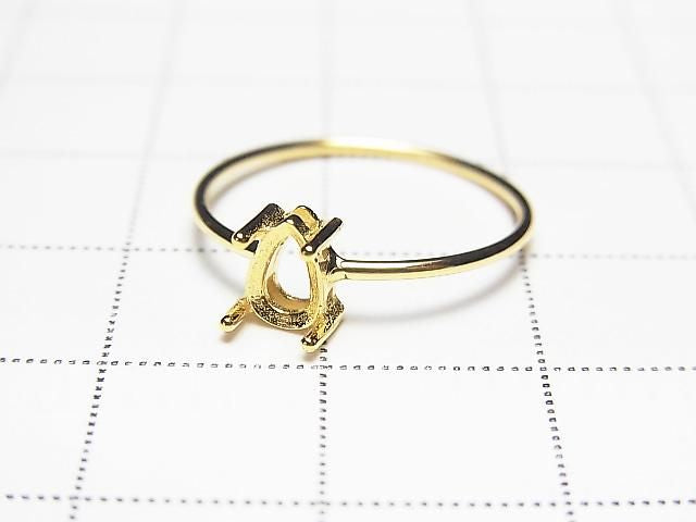 [Video] Silver925 Ring Frame (Prong Setting) Pear Shape Faceted 6x4mm 18KGP 1pc