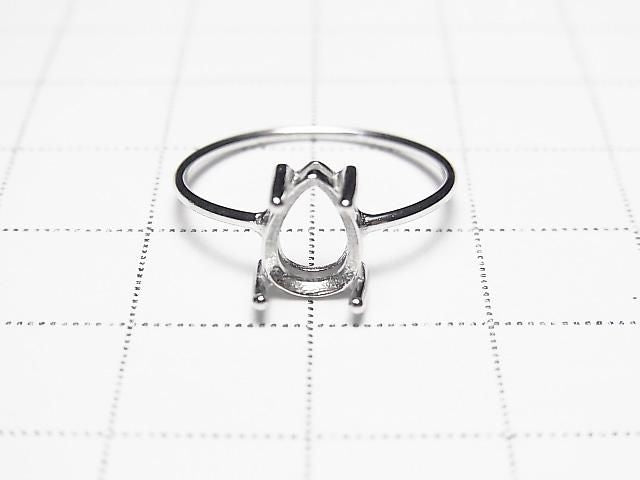 [Video] Silver925 Ring Frame (Prong Setting) Pear Shape Faceted 8x6mm Rhodium Plated 1pc