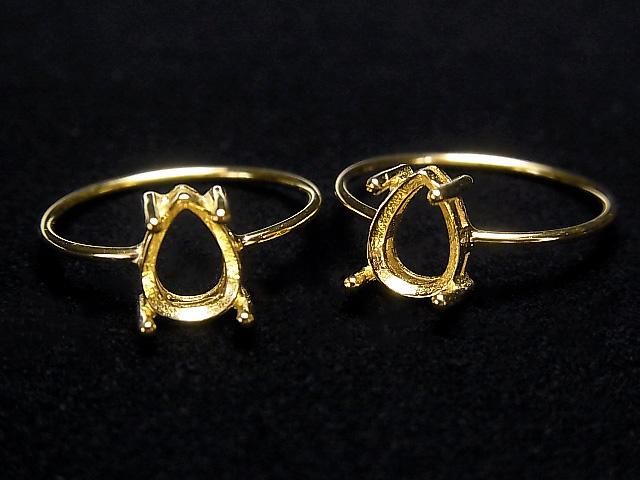 [Video] Silver925 Ring Frame (Prong Setting) Pear Shape Faceted 8x6mm 18KGP 1pc