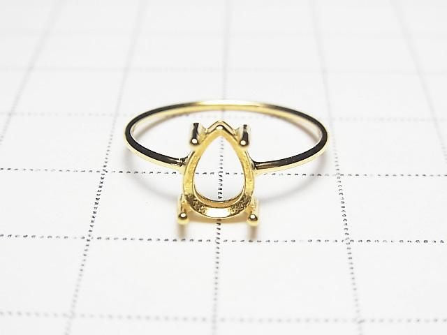 [Video] Silver925 Ring Frame (Prong Setting) Pear Shape Faceted 8x6mm 18KGP 1pc