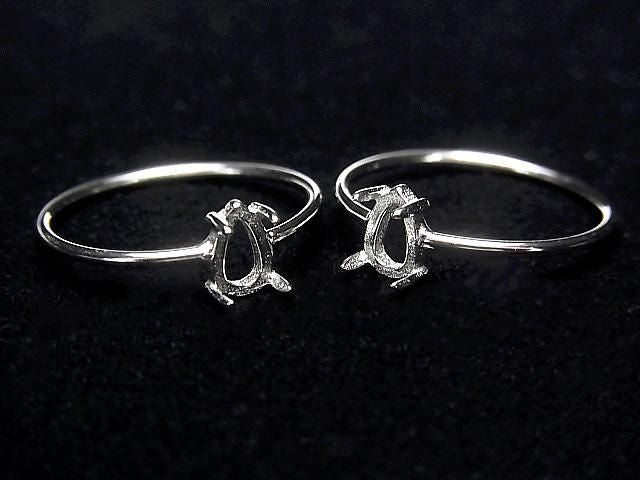[Video] Silver925 Ring Frame (Prong Setting) Pear shape 6x4mm Rhodium Plated 1pc